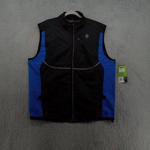 Gold's Gym Vest Mens L/XL Black‎ Blue Colorblock Reflective Vest Bike Cycling